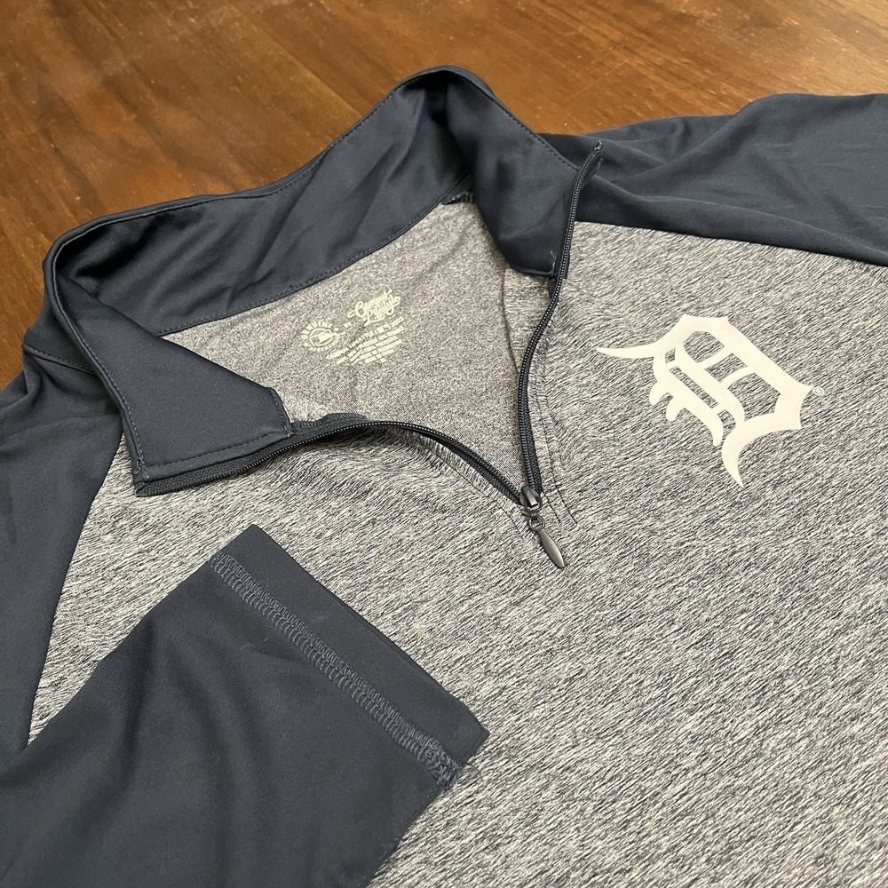 Detroit Tigers CAMPUS LIFESTYLE Pullover 1/4 Zip Sweater M Navy Gray